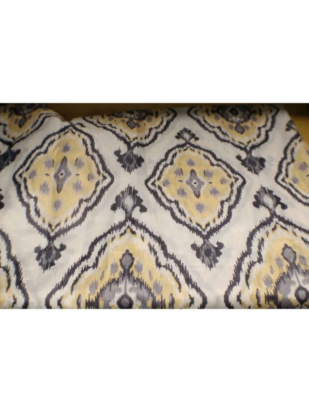 Shower Curtain Set With Matching Hooks & Liner Ikat Pattern Beige/Yellow/Gray